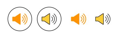 Web ve mobil uygulama için hoparlör simgesi ayarlandı. Ses düzeyi ve sembol. Hoparlör ikonu. ses sembolü