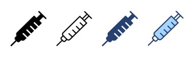 Şırınga ikon vektörü. Enjeksiyon işareti ve sembol. Aşı simgesi