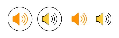 Web ve mobil uygulama için hoparlör simgesi ayarlandı. Ses düzeyi ve sembol. Hoparlör ikonu. ses sembolü