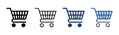 Alışveriş ikonu vektörü. Alışveriş arabası işareti ve sembol. Trolley simgesi