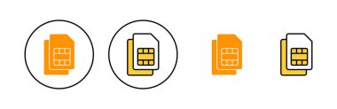 Web ve mobil uygulama için Sim kart simgesi ayarlandı. çift sim kart işareti ve sembol