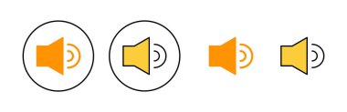 Web ve mobil uygulama için hoparlör simgesi ayarlandı. Ses düzeyi ve sembol. Hoparlör ikonu. ses sembolü