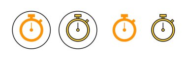 Web ve mobil uygulama için kronometre simgesi ayarlandı. Zamanlayıcı işareti ve sembol. Geri sayım simgesi. Zaman Dönemi