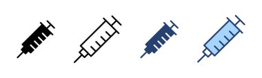 Şırınga ikon vektörü. Enjeksiyon işareti ve sembol. Aşı simgesi