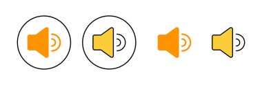 Web ve mobil uygulama için hoparlör simgesi ayarlandı. Ses düzeyi ve sembol. Hoparlör ikonu. ses sembolü