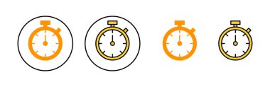 Web ve mobil uygulama için kronometre simgesi ayarlandı. Zamanlayıcı işareti ve sembol. Geri sayım simgesi. Zaman Dönemi