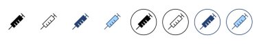 Şırınga ikon vektörü. Enjeksiyon işareti ve sembol. Aşı simgesi