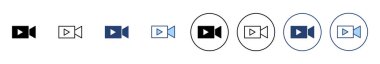Video simgesi vektörü. Video kamera işareti ve sembol. Film tabelası. Sinema