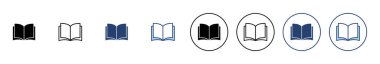 Kitap ikonu vektörü. Açık kitap işareti ve sembol. Kitap simgesi