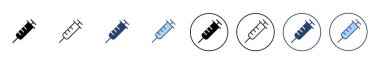 Şırınga ikon vektörü. Enjeksiyon işareti ve sembol. Aşı simgesi