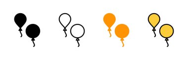 Balon simgesi kümesi vektörü. Parti balonu işareti ve sembolü