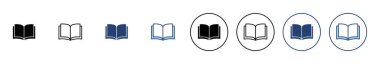 Kitap ikonu vektörü. Açık kitap işareti ve sembol. Kitap simgesi