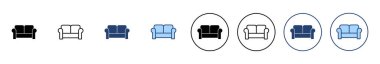 Koltuk simgesi vektörü. Kanepe işareti ve sembol. mobilya simgesi