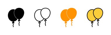 Balon simgesi kümesi vektörü. Parti balonu işareti ve sembolü