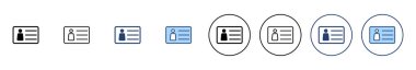Lisans simgesi vektörü. Kimlik kartı simgesi. Sürücü ehliyeti, personel kimlik kartı 
