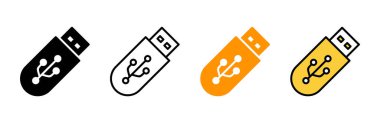 Usb simgesi küme vektörü. Flaş disk işareti ve sembol. Flash disk işareti.