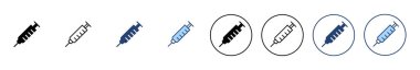 Şırınga ikon vektörü. Enjeksiyon işareti ve sembol. Aşı simgesi