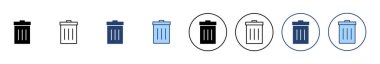 Çöp simgesi vektörü. Çöp kutusu simgesi. İşareti ve sembolü sil.