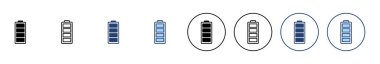 Batarya ikon vektörü. Şarj işareti. pil şarj seviyesi