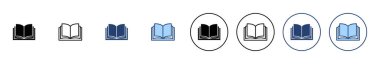 Kitap ikonu vektörü. Açık kitap işareti ve sembol. Kitap simgesi