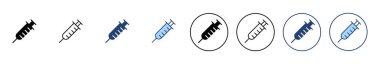 Şırınga ikon vektörü. Enjeksiyon işareti ve sembol. Aşı simgesi