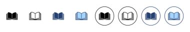 Kitap ikonu vektörü. Açık kitap işareti ve sembol. Kitap simgesi