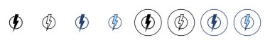 Şimşek simgesi vektörü. Elektrik işareti ve sembol. Güç simgesi. enerji işareti