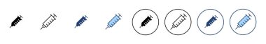 Şırınga ikon vektörü. Enjeksiyon işareti ve sembol. Aşı simgesi