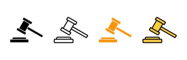 Gavel simgesi vektör belirledi. Yargıç tokmak işareti ve sembol. Kanun simgesi. Açık arttırma çekici