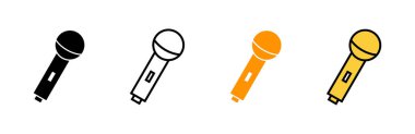 Mikrofon simgesi ayarlı vektör. Karaoke işareti ve sembol