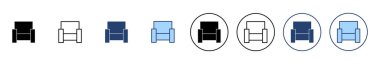 Koltuk simgesi vektörü. Kanepe işareti ve sembol. mobilya simgesi