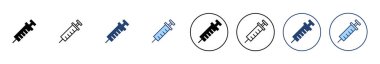 Şırınga ikon vektörü. Enjeksiyon işareti ve sembol. Aşı simgesi