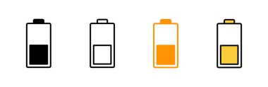 Batarya simgesi ayarlandı. Pil şarj işareti ve sembol. pil şarj seviyesi