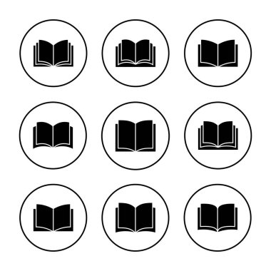 Kitap ikonu vektörü. Açık kitap işareti ve sembol. Kitap simgesi
