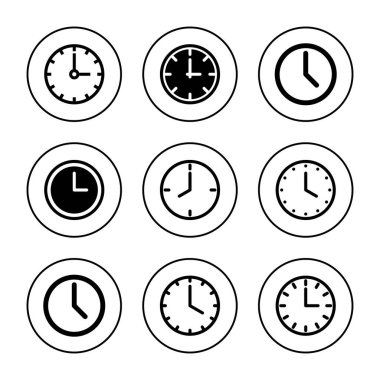 Saat simgesi vektörü. Zaman işareti ve sembol. saat simgesi