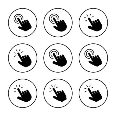 Simge vektörüne elle tıkla. İşaret ve sembol. el imleç simgesi