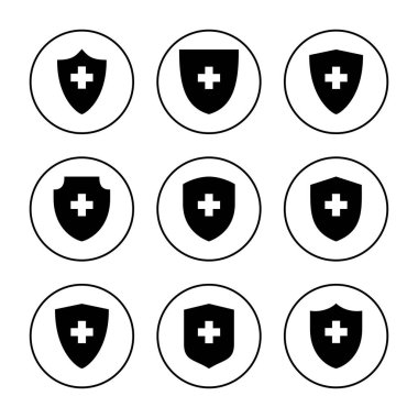 Sağlık sigortası ikonu vektörü. Sigorta sağlık belgesi ve sembolü