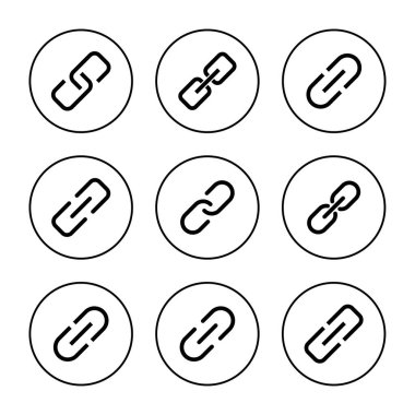 Bağlantı simgesi vektörü. Hiper bağlantı zinciri işareti ve sembolü