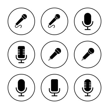 Mikrofon ikon vektörü. Karaoke işareti ve sembol