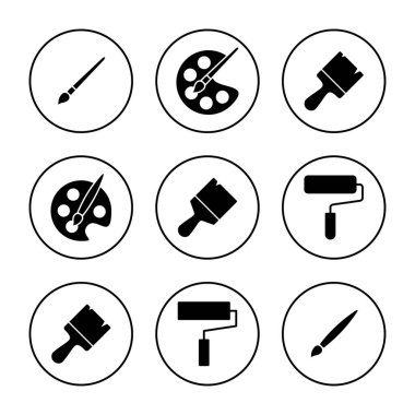 Simge vektörünü boya. Boya fırçası işareti ve sembol. boyama silindiri vektörü