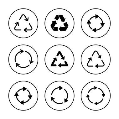 Simge vektörünü geri dönüştür. Geri dönüşüm işareti ve sembolü.