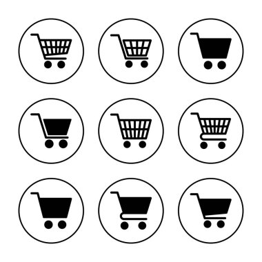 Alışveriş ikonu vektörü. Alışveriş arabası işareti ve sembol. Trolley simgesi