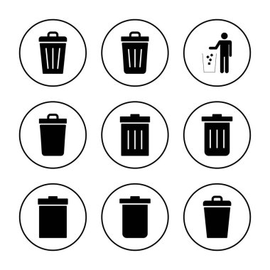 Çöp simgesi vektörü. Çöp kutusu simgesi. İşareti ve sembolü sil.