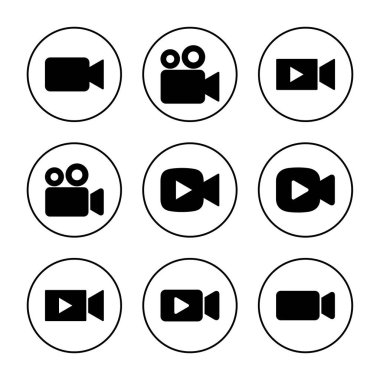 Video simgesi vektörü. Video kamera işareti ve sembol. Film tabelası. Sinema