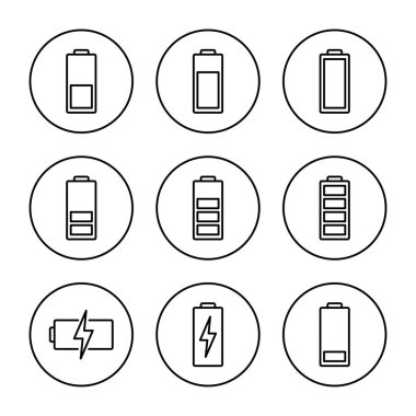 Batarya ikon vektörü. Şarj işareti. pil şarj seviyesi