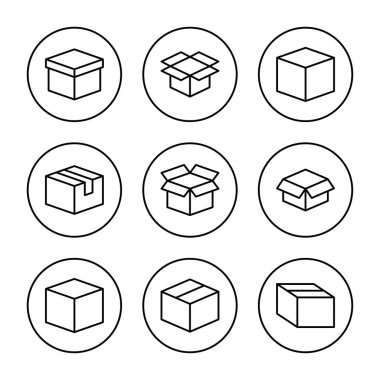Kutu simgesi vektörü. kutu işareti ve sembol, paket, paket