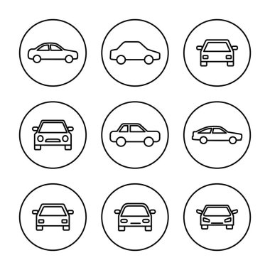 Araba ikonu vektörü. Araba işareti ve sembol. küçük sedan