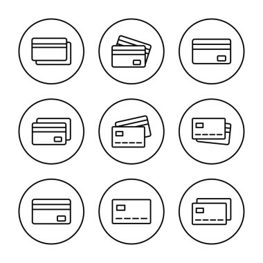 Kredi kartı ikon vektörü. Kredi kartı ödeme imzası ve sembolü