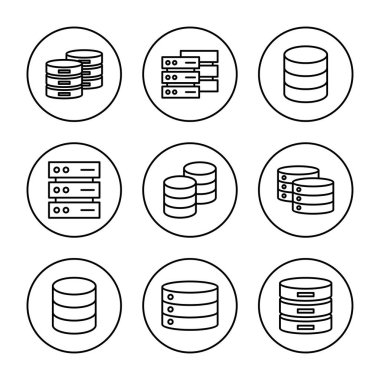 Veritabanı simge vektörü. veritabanı işareti ve sembolü