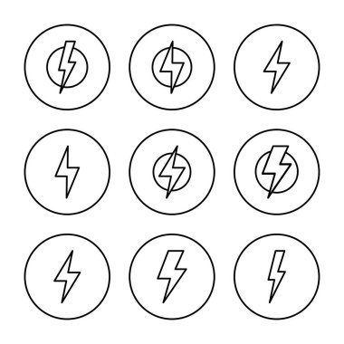 Şimşek simgesi vektörü. Elektrik işareti ve sembol. Güç simgesi. enerji işareti